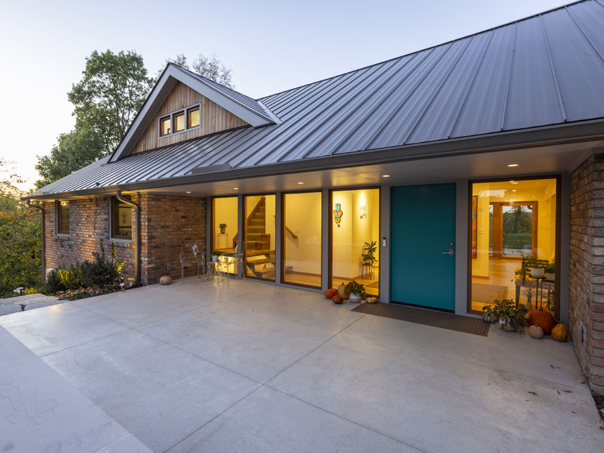 Entry terrace of mid-century modern home remodel by Kepes Architecture.
