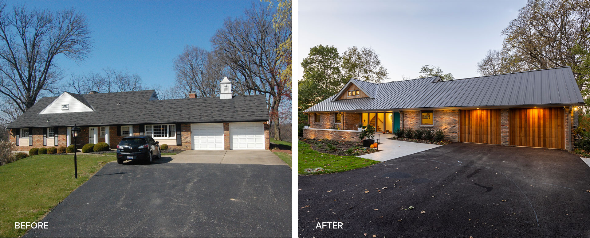 Side by side photos showing before and after of home remodel by Chris Kepes.