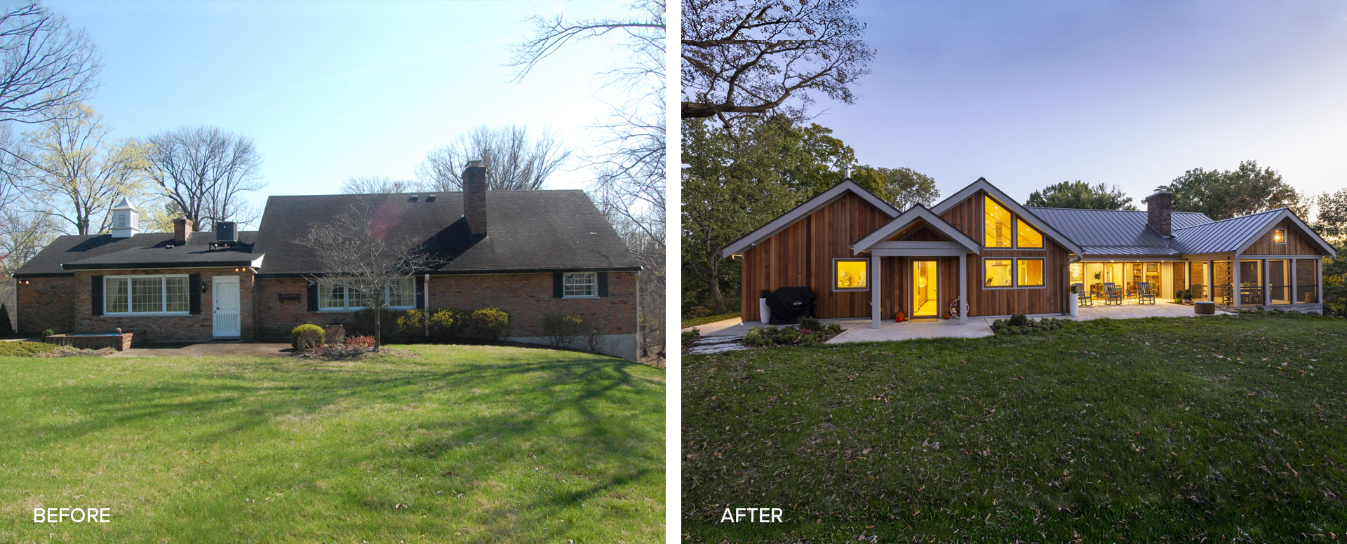Side by side photos showing before and after of home remodel by Chris Kepes.