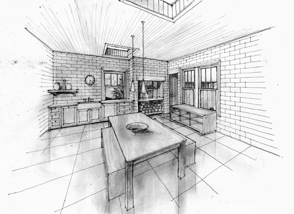 Interior sketches, architecture, modern