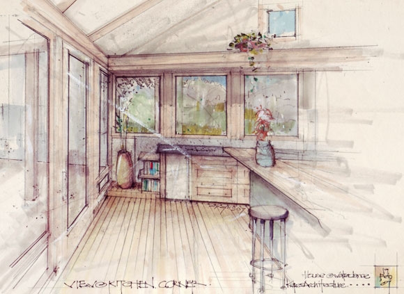 Architectural sketch of living space